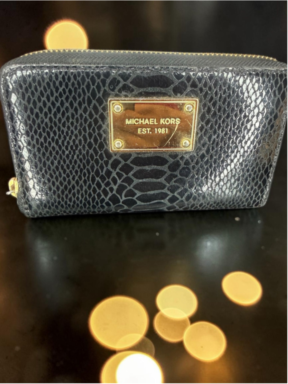 Michael Kors Black Snake Embossed Wallet